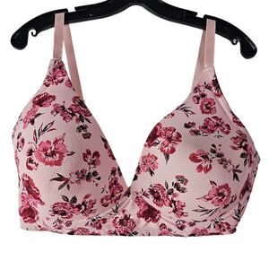 Laura Ashley Pink Floral‎ Wireless Bra Style 4156-28 Size 42D Comfort Basic